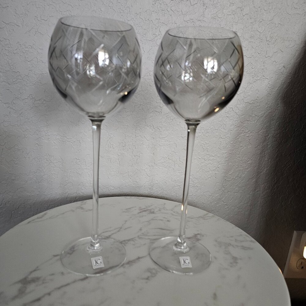 JG Durand “Jazz” Crystal Wine Glasses by Johanna Grawunder (Set of 2)